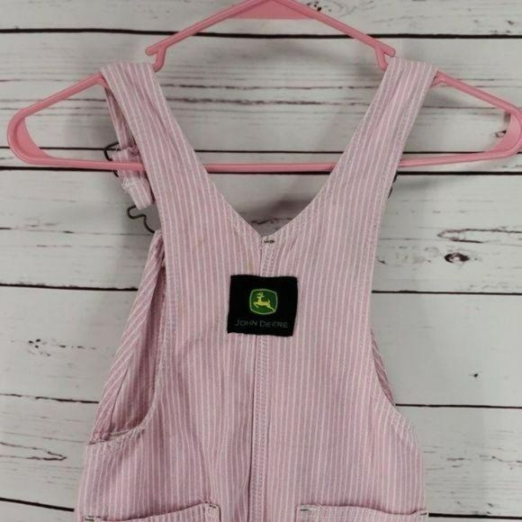 John Deere Girls Vintage Y2K Pink  White Striped Overalls‎ Pants Size 5 - Picture 5 of 6